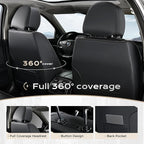 Coverado Car Seat Covers Front Set, Luxury Nappa Leather Seat Covers Universal Fit Waterproof Non-Slip Breathable Automotive 