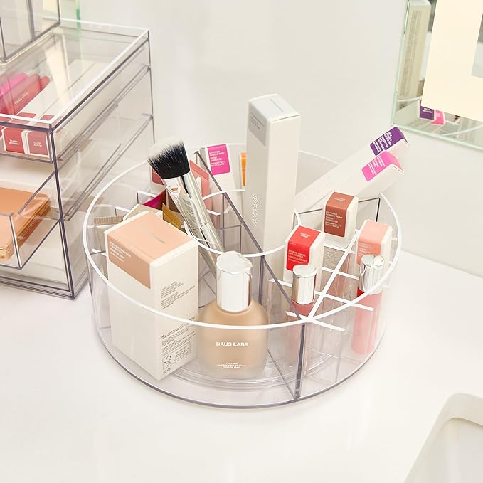 iDesign The Sarah Tanno Collection Lazy Susan Spinning Cosmetic Organizer, Clear 7.7" x 7.7"