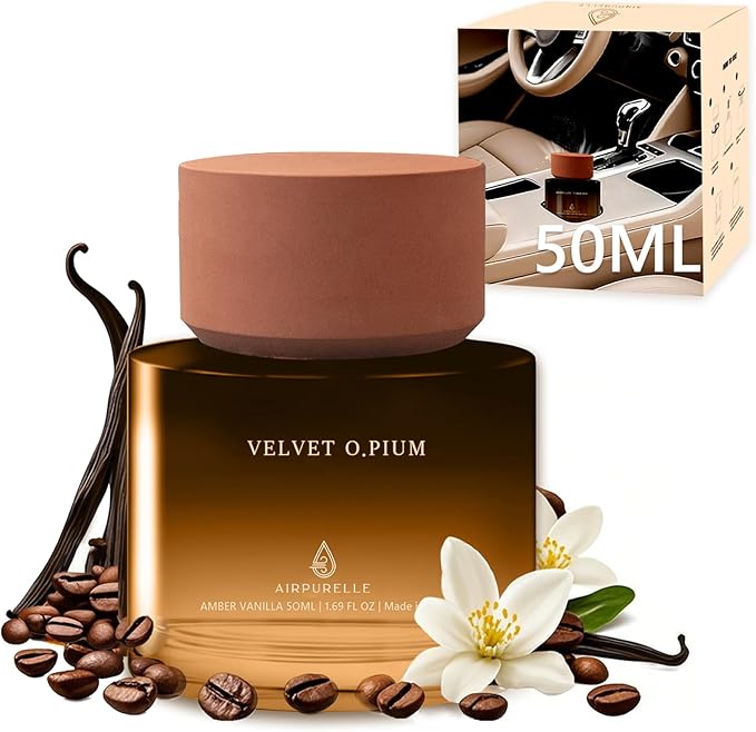 Car Air Freshener 50ML (1.7 FL OZ) Car Air Fresheners Fragrance - Amber Vanilla Fragrance Oil Air Diffuser for Car, 180+ days
