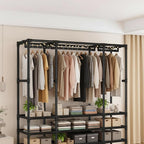 Portable Closet,Portable Closets for Hanging Clothes,Japanese Style Wardrobe with 1 Hanging Rods,2 Storage Shelves,27.5" L x 
