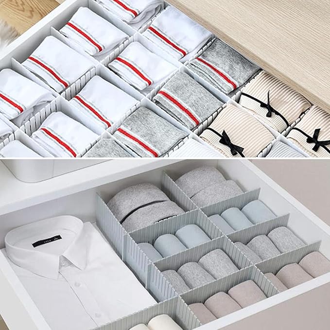 16Pcs Drawer Dividers Organizers Adjustable Drawer Organizer Kitchen Tidying DIY Storage Organizer Separator for Socks Underw
