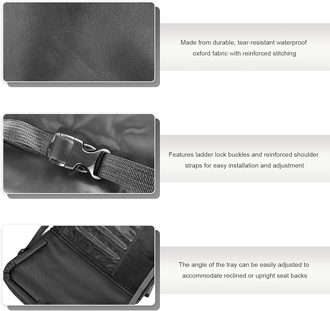 Car Backseat Organizer with Tray, Waterproof Back Seat Protector with Touch Screen Tablet Holder, 11 Storage Pockets Anti-Scratch Kick Mat Universal for Family Road Trips