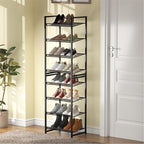 8 Tier Shoe Rack, Tall Metal Shoe Storage with Adjustable Shelves, Holds 16-20 Pairs, Stackable Shoe Stand for Garage Hallway