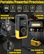 Tire Inflator Portable Air Compressor, Ultra Fast Dual-Cylinder Air Pump for [Pickup & Large Car Tires] with Fine-Tune Mode, Pressure Gauge, 12000mAh&45W Fast Charge fits MPV, SUV, Cars, Motor