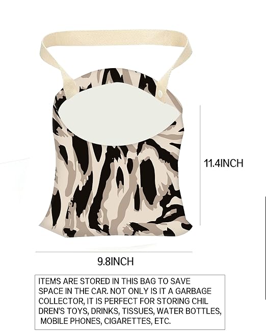 Car Trash Can, Durable Hanging Car Trash Garbage Bag, Cute Automotive Garbage Cans Organizer, Black White Zebra Print