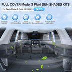 8PCS Windshield Sun Shade Kit for 2021-2026 Tesla Model S Plaid(Not fit Model S) Full Privacy Side Rear Window Shade Cover Foldable Sun Visor Protector Blocks UV&Heat