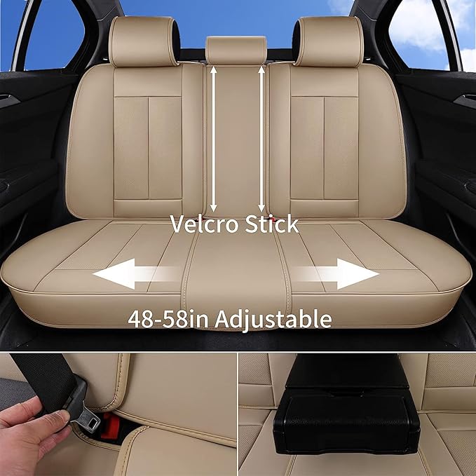 Coverado Universal Seat Covers Full Set, 5 Seats Universal Seat Covers for Cars, Waterproof NAPPA Leather Car Seat Covers wit