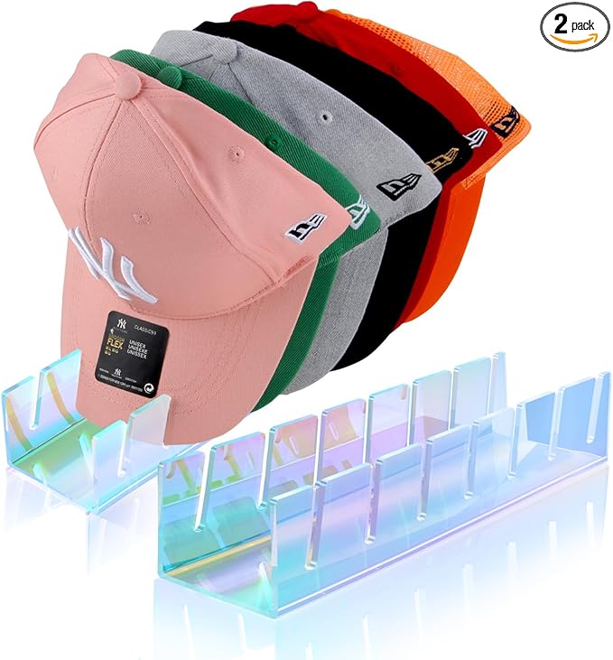 Hat Stand for Baseball Caps, 2 Pack No Install Acrylic Hat Organizer for 14 Baseball Caps Storage Organizer, Hat Racks Hat Ho