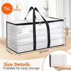 BlissTotes Clear Moving Bags Heavy Duty, 76L Extra Large Storage Bags with Zipper & Reinforced Handles, Waterproof PP Moving 
