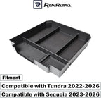 RUNROAD Center Console Organizer Tray Compatible with Toyota Tundra 2022 2023 2024 2025 2026 and Sequoia 2023-2026 Accessories, Insert Armrest Tray Secondary Storage Box Glove Compartment Organizer