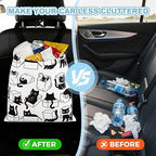 Playful Black Cat Car Trash Bag - Waterproof Car Trash Bag Hanging Leakproof Car Garbage Bag - Washable Reusable Trash Bag For Car Interior Hanging Organizer Storage Vehicle Travelling Camping
