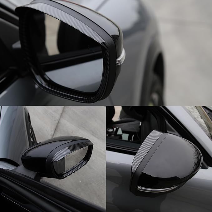 ROCCS Compatible with 2021-2023 Mustang Mach-E Car Rear View Mirror Rain Visor Guard Frame Auto Car Rear Side Mirror Cover Caps Rain Eyebrow Frame Waterproof Eyebrow Frame Accessories(Bright Carbon)