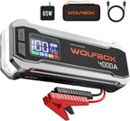 WOLFBOX 4000A Jump Starter,12V Car Battery Jumper Starter Portable with 65W Quick Charger,LED Display,88.8Wh Booster