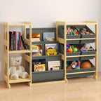 Kids Bookshelf and Toy Storage Organizer with 3-Tier Book Display and Shelves, Kids Toy Organizers and Storage with Bins, Boo