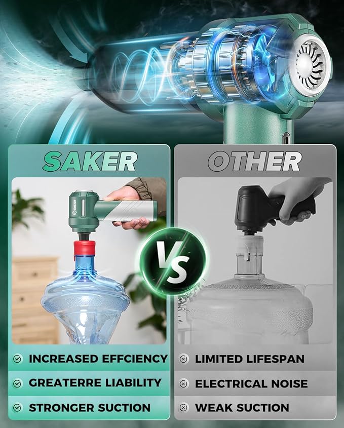 Saker Foldable Handheld Car Vacuum Cleaner Portable Cordless, 17000PA High Power Mini Vacuum Cleaner and Air Duster with Brus