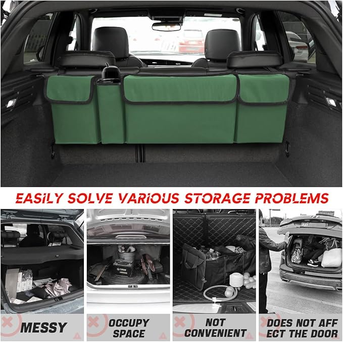 BELOMI Car Trunk Organizer, Auto Waterproof Sturdy Backseat Hanging Large Storage Collapsible Cargo Bag with Anti-Slip