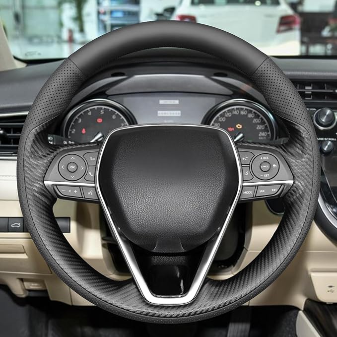 MEWANT Hand Sewn Steering Wheel Cover for Toyota Camry 2018-2019/Toyota Avalon 2019/Toyota Corolla 2019-2020/Toyota RAV4 2019 Steering Wheel Accessories