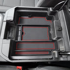 PIMCAR Full Size Console Armrest Organizer Compatible with 2019-2022 Chevy Silverado/GMC Sierra 1500 & 2020-2023 Silverado/Sierra 2500 HD/3500 HD-Full Console w/Bucket Seats ONLY Red Trim