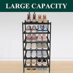 Smiry Small Bamboo Shoe Rack 6-Tier, Stackable Wooden Shoe Organizer for Entryway & Closet, Free Standing Wood Shoe Storage S