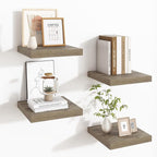 Fun Memories Square Floating Shelves for Wall - 9.3 Inch Deep Floating Shelves with Invisible Brackets, Grey Small Wall Shelf