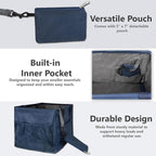 Extra Large Utility Tote Bag - Oversized Collapsible Tote with Wire Frame, Durable Reusable for Beach, Groceries, Laundry, Car Trunk, Storage and Travel - Includes 5x7 Bag with Hook - Navy Blue