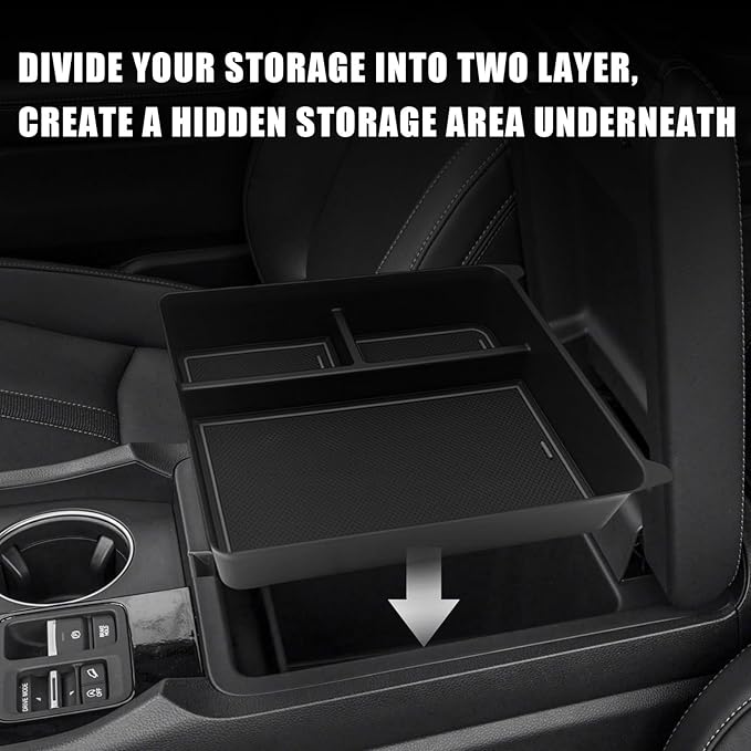 Muslogy Center Console Organizer Compatible with Honda Pilot 2023 2024 2025 2026, 2024-2026 Ridgeline/Passport Center Console Storage Box Divider Inserts Interior Accessories ABS Material(Gray)