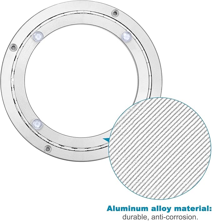 MECCANIXITY Aluminum Lazy Susan 8 Inch Muffler Turntable Ring Bearing Metal Rotating Turntable Bearings Swivel Plate Hardware