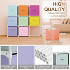 9 Cube Storage Organizer with Shelf Back to School Boxes 11 Inch Toy Storage Bins Closet Organizers Drawers Fabric Dresser fo