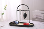 Shinpuru Metal Jewelry Organizer Stand & Key Holder Tray with Acrylic Base, Key Stand and Jewelry Tray with 5 Hooks, Perfect 