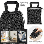 Car Trash Bag Large Hanging Can for Back of Seat, Cute Waterproof Car Garbage Bag for Vehicle, Travelling, Outdoor Cute Black Leopard Skin