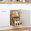 Bamboo Under Sink Organizer and Storage, 1 Pack Pull Out Cabinet Organization, 2 Tier Vertical Slide Out Undersink Storage Sh