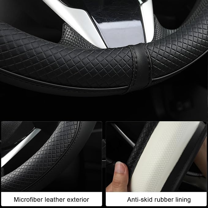 West Llama Microfiber Leather Car Steering Wheel Cover for Chevy Silverado,Tahoe,Equinox,Traverse,Trailblazer,Colorado (Black