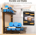 Sevenblue 2 Packs Under Sink Organizer, Height Adjustable 2 Tier Under Kitchen Sink Organizer, Multi-Purpose Storage Shelf fo