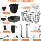 Pegboard Basket Organizers, Peg Board Large Baskets Hooks Bins Cups Tool Organizer 42 Pack Set, Wall Storage Display Hanging 