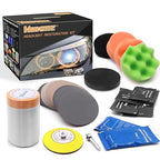 VIBRATITE Car Headlight Restoration Kit, 3 Inch Car Polishing Sanding Kit with 1/4 Inch Shank Backing Pad, Drill Buffing Sponge Pads, Soft Interface Pad, Headlight Lens Cleaner and Restorer, 37PCS