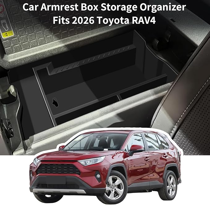 Center Console Tray Organizer Fits for RAV4 Accessories 2026 and 2026 RAV-4 Prime, Armrest Insert Container ABS Material Seco