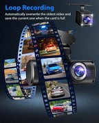 Dash Cam Front and Rear, 1080P Dash Camera for Cars, 3 Channel Car Camera Front Rear and Inside with 32GB Card, Loop Recordin
