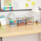 Yieach 4 Pack Small Clear Stackable Storage Drawers,2.2'' Tall Desk Organization and Storage,Plastic Office Supply Organizer,