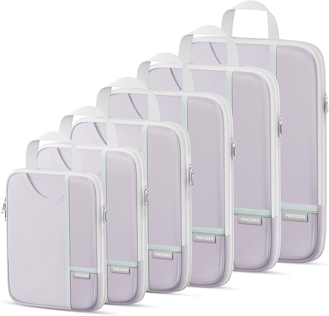 Percover Compression Packing Cubes 6-Piece Set, Packing Cubes Compression for Travel with Multi-Size Organization, Travel Org