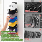 2 Pack Hat Organizer for Baseball Caps, Each Holds 18 Hats (36 Total), Customizable Wall Hat Rack, Adhesive or Screw-in Insta