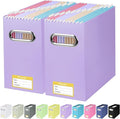 BALEINE File Organizer Box, Cardboard File Folder Organizer with Handle for Letter Size, Portable Collapsible Hanging Filing 