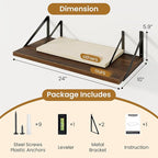 Deep Floating Shelves,24" Wx10 D Floating Shelf for Wall Set of 2,Hanging Storage Shelf with Metal Brackets,Wide Display Wall