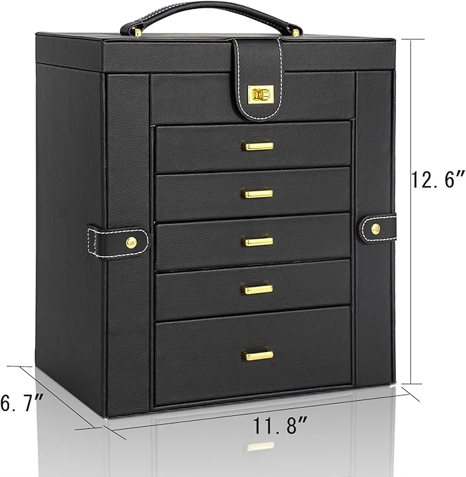 AKOZLIN Huge Jewelry Box Organizer Functional Extra Large Leather Jewelry Storage Case for Women Girls Ring Necklace Earring 