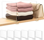 SortNStore Shelf Dividers Purse Organizer for Closet: 6-pack Acrylic Bag Storage Organizer for Handbags, Clutches, Clothes, S