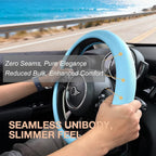 PINCTROT Nappa Leather Steering Wheel Cover, Slim Fit No Bulk Design, One Piece Leather with Breathable Perforation, Fit Like