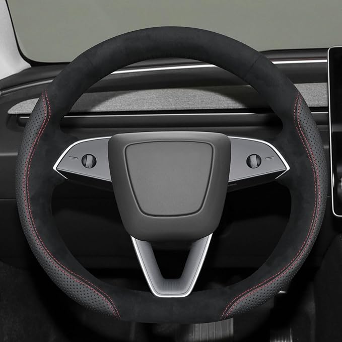 MEWANT DIY Stitching Steering Wheel Cover Wrap for Tesla Model 3 Highland 2023-2025/Model Y 2025 Highland for Tesla Model 3/Model Y Accessories(3D Style)