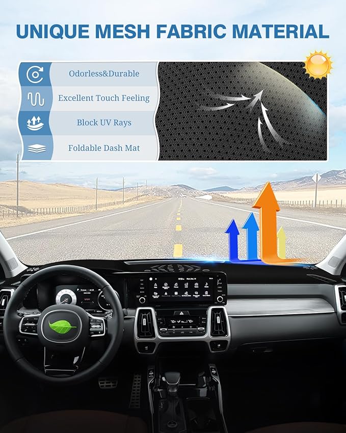 FIILINES Dash Cover Fit for Kia Sorento 2021-2025(Not 12.3 inch Navigation), Dashboard Mat Cover for Sorento Accessories Suns