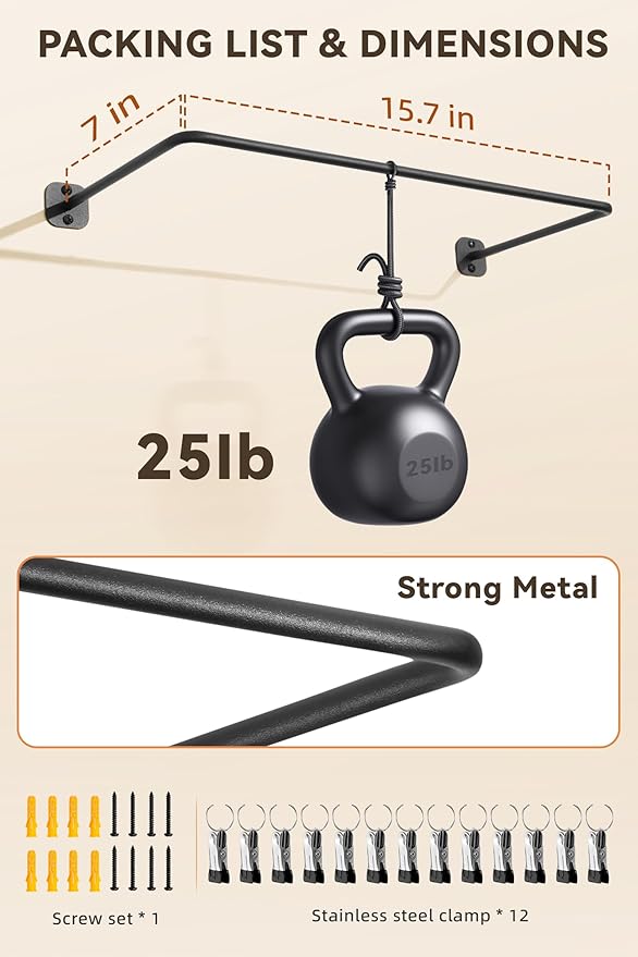 Cowboy Hat Rack for Wall Cowboy Hats Hook with 12 Clips Metal Cowboy Hat Hanger for Bucket Baseball Caps Sunhat Winter Beanie