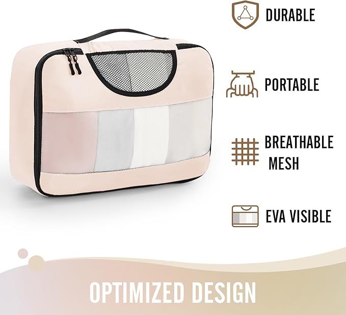 8 Set Packing Cubes for Luggage,Suitcase Organizer in 4 Sizes with Hanging Toiletry Bag and Large Laundry Bag, Carry-On Lugga