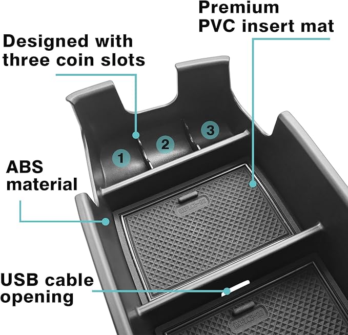 BestEvMod Center Console Organizer Armrest Storage Box & Lower Console Organizer 2PCS Compatible with Chevy Bolt EV Bolt EUV 2022-2025 Accessories(Armrest Tray+Lower Tray)